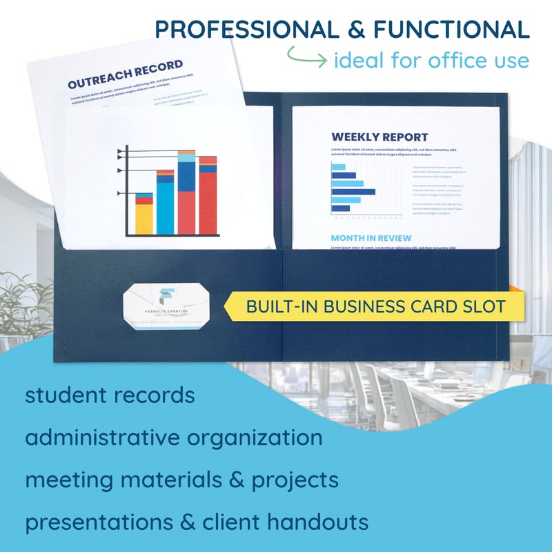 Blue Summit Supplies 25 Pack Paper Two Pocket Folders Bulk, 2 Pocket Folders Bulk, Designed for Office and Classroom Use, Assorted 5 Colors - Image 5